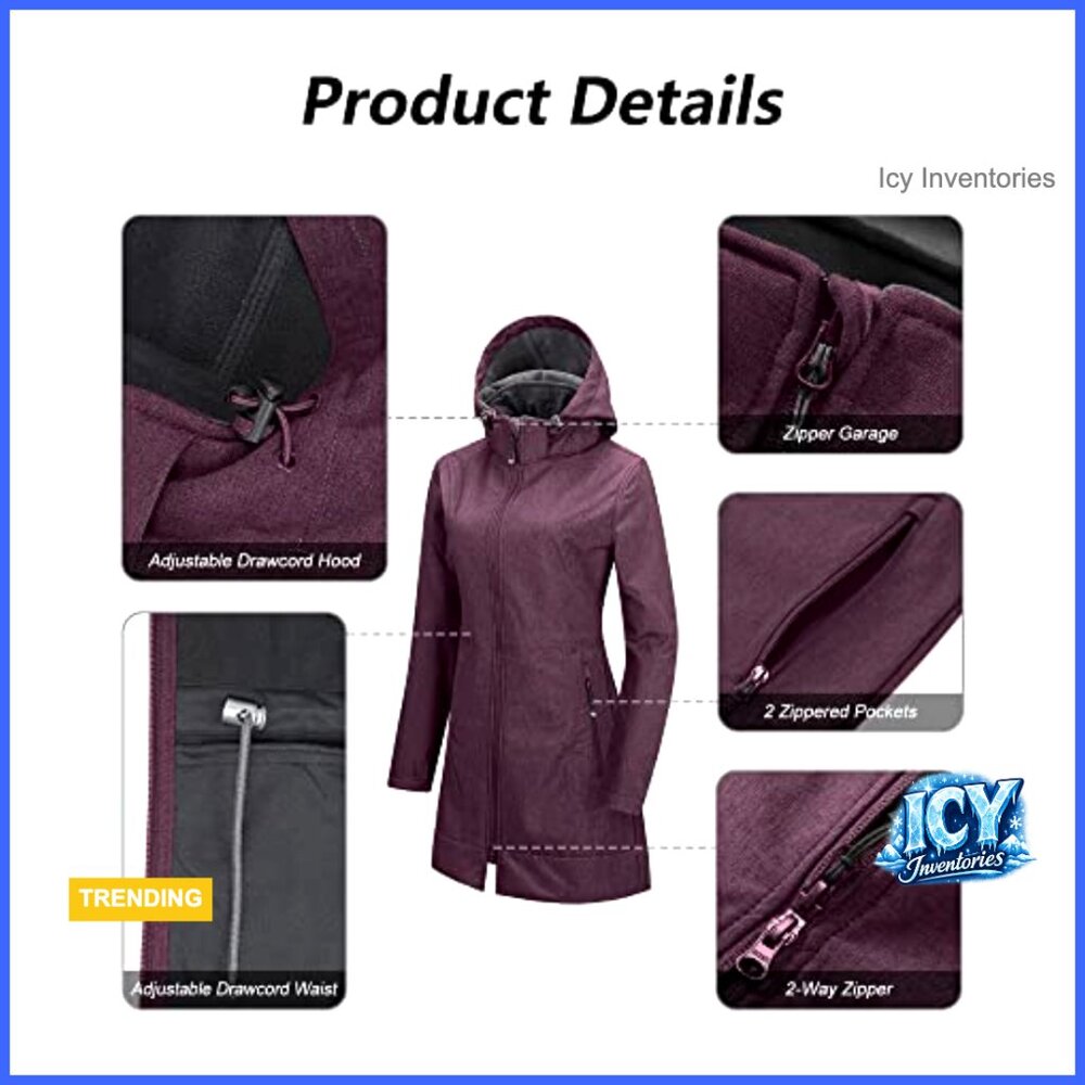 Waterproof Softshell Long Rain Jacket Fleece Line… - image 3